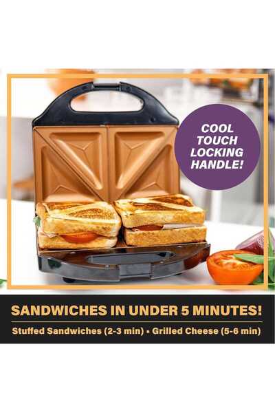 Generic Non-stick Sandwich Maker – Compact Electric Toaster Grill, Fast Heat, Cool Handle, Easy Clean