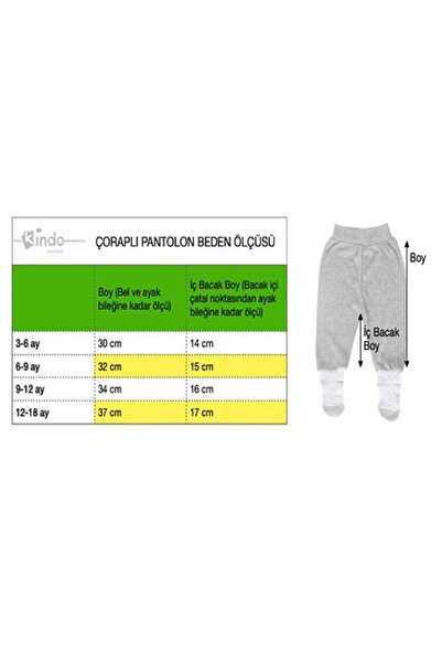 Kindo Baby Bebek Patikli Pantolon , Kendinden Çoraplı Pantolon , Annelerin Favorisi %100 Pamuk