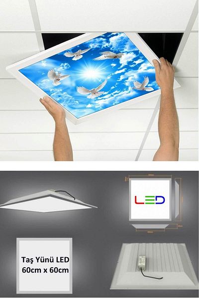 Gökyüzü Panel Hanging Ceiling LED - 60cmx60cm - Flush Mount - 54w - 6500k - LED Panel - LED Luminaire - 60x60 Stone Wool Hanging Ceiling LED