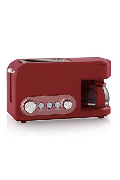 Generic 2 In 1 Breakfast Maker – Toaster With Reheat, Defrost Built-in Coffee Maker, Compact Design