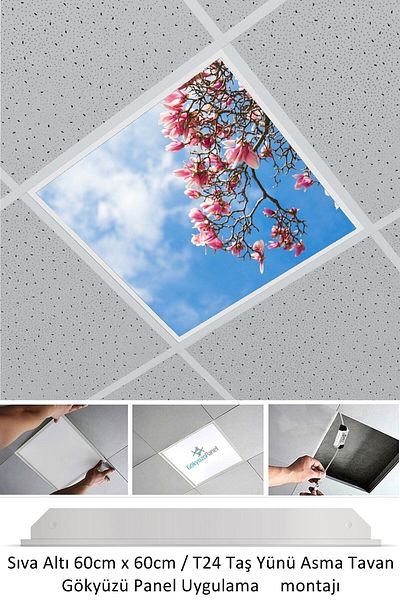 Gökyüzü Panel Hanging Ceiling LED - 60cmx60cm - Flush Mount - 54w - 6500k - LED Panel - LED Luminaire - 60x60 Stone Wool Hanging Ceiling LED