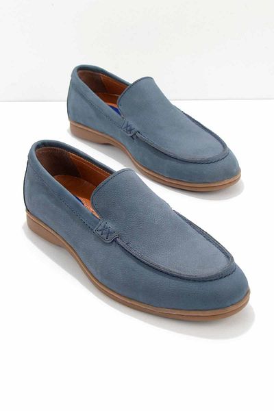Bambi Blue Leather Men's Loafer Shoes E01733800101