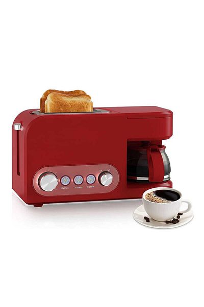 Generic 2 In 1 Breakfast Maker – Toaster With Reheat, Defrost Built-in Coffee Maker, Compact Design