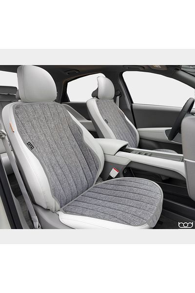 Bod Nysa Series Linen Car Seat Protector Cushion Front Rear Set Gray