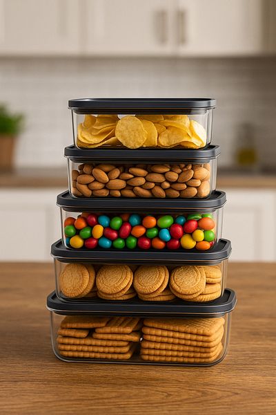 Herza House Trendy Rectangular Storage Container Set of 5 - 400 ml and 2700 ml Capacity