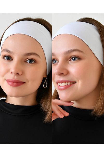 mirach 2 Pieces White Hair Band Bandana Bonnet Wide Enli Ear Cover Cover Knitted Women's Bandana
