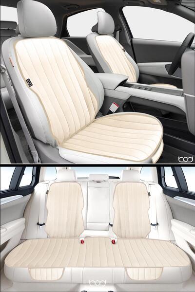 Bod Vodina Serisi Tay Tüyü Cepli Oto Koltuk Minder Seti Koltuk Koruma Kılıfı Ön Arka Set Bej