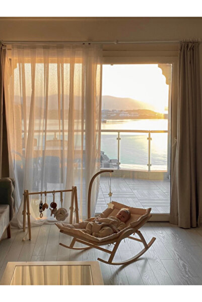 EGEBABY Vernikli Ahşap Hug 2 Kademeli Doğal Sallanan Ana Kucağı Bej