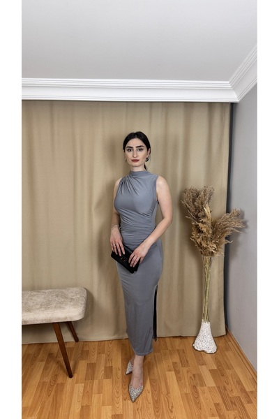 TEXXANA فستان ياندان مطوي من الرمل