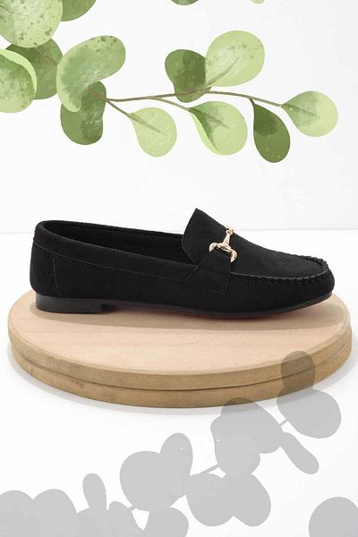 Bambi Black Suede Women's Loafer Shoes01542167302