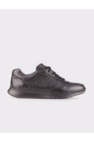 Cabani Genuine Leather Black Lace-Up Men's Casual Shoes