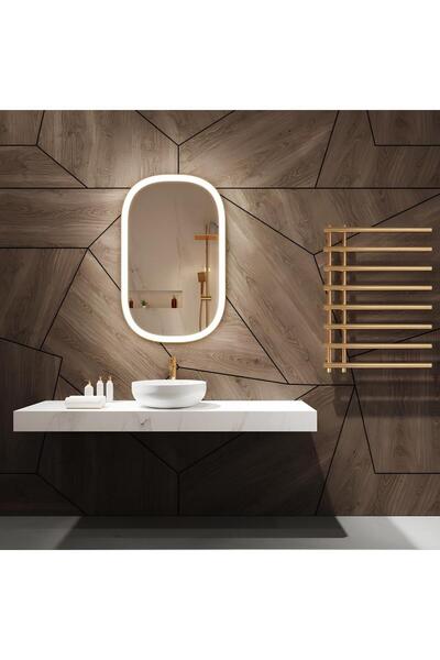Viera Concept Premium şerit desenli beyaz Led aydınlatmalı banyo aynası