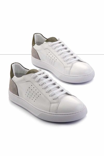 Bambi Tenis pentru bărbați din piele naturală Napa albă E 01901253443