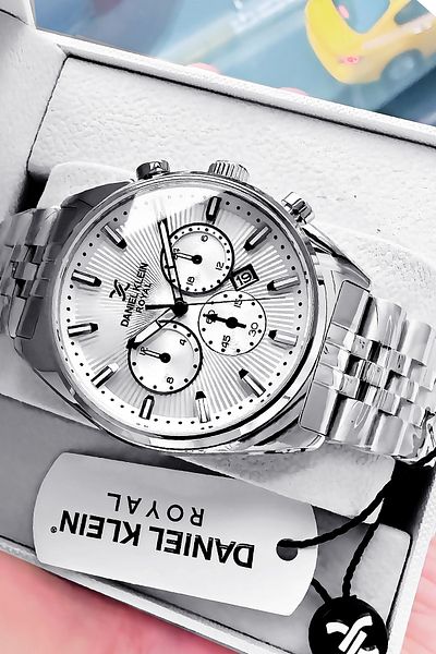 Daniel Klein Men's Wristwatch 3 Atm Waterproof Silver Color Steel Strap + Bracelet DKE2052C1