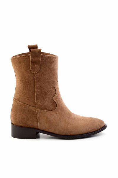 Bambi Tan Suede Γνήσιο Δερμάτινο Γυναικείο Μποτάκι & Μποτάκι K02140437002