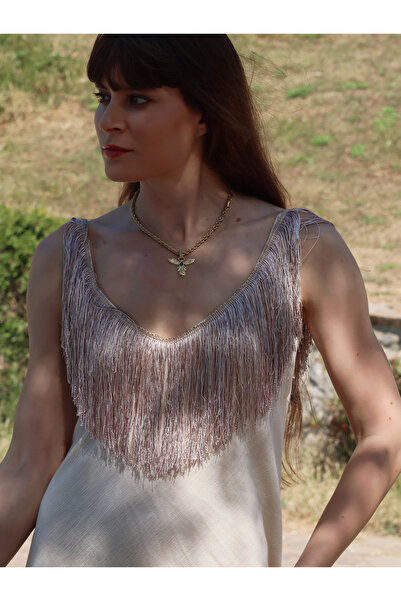 Su Koleksiyon Φόρεμα με φούντα με λεπτομέρεια ζιβάγκο με λαιμόκοψη