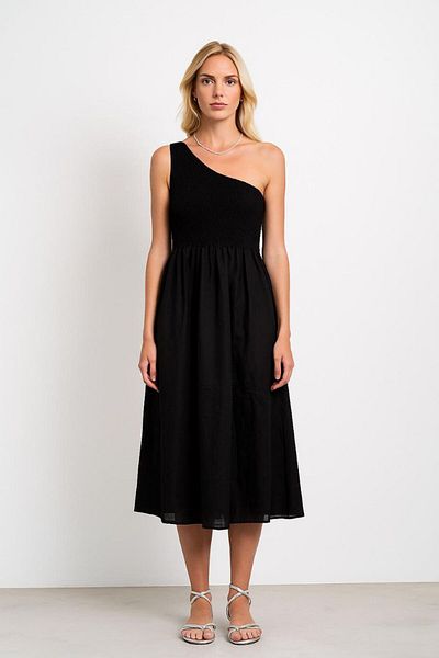 SEVENLINE Women's Waist Opening Gipeli Single Sleeve Midi Dress