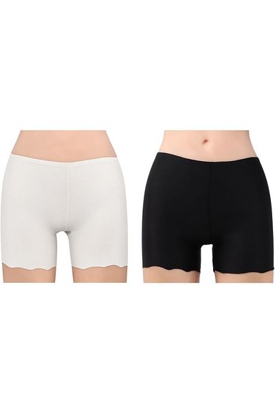 Glamroot Women's/Girl's Seamless Smooth Ice Silk Boyshort Panty/Cycling Shorts/Under Skirt Shorts, Free Size
