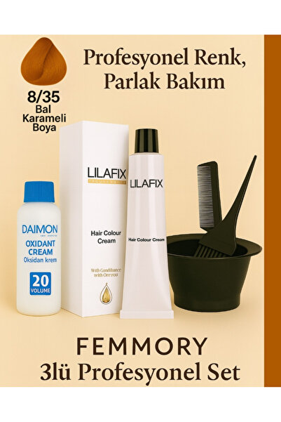 Lilafix LIL’AFIX 8/35 Bal Karameli Profesyonel Saç Boya Seti %6 (20)Oksidan+K...