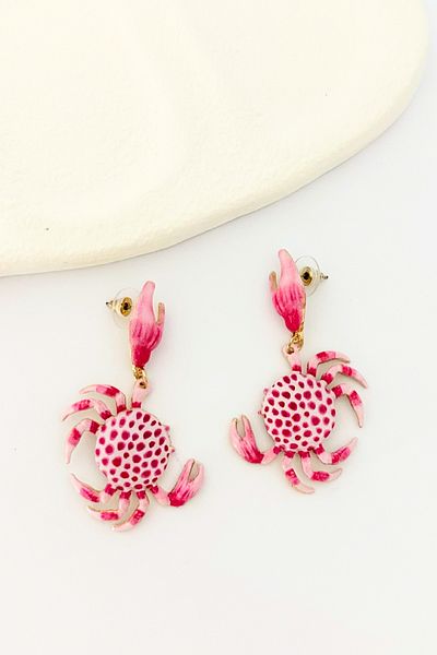 DELEIZA ACCESSORY Pink Crab Figured Dangle Earrings