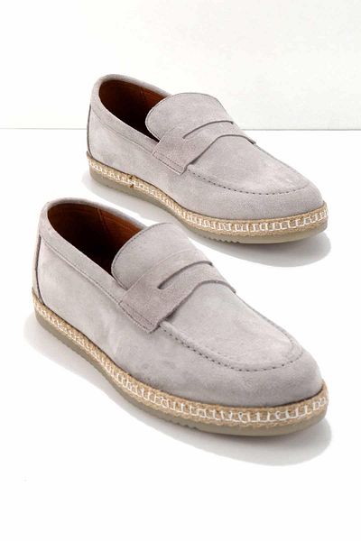 Bambi Γκρι Δερμάτινα Ανδρικά Παπούτσια Loafer E01902459802