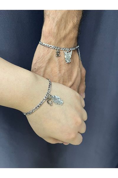 pofudukcase Steel Kuromi Italian Couple Lover Bracelet with Letter Detail Gift
