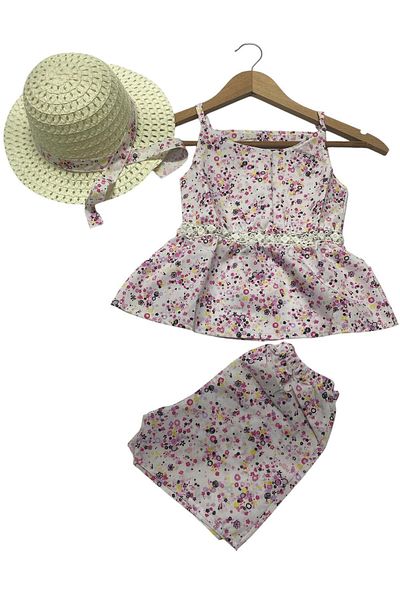 tny kids collection Hat 3-Piece Girl's Bottom-Top Set