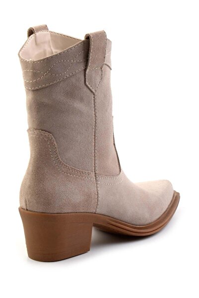 Bambi Vizon Süet Hakiki Deri Kadın Bot & Bootie K02274325002