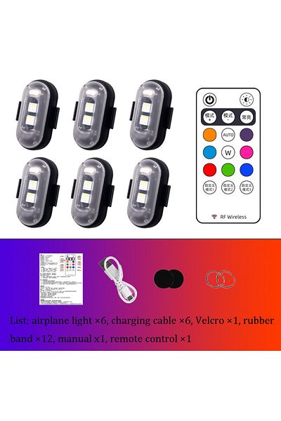 Choice 6x RGB دراجة نارية LED RGB ضوء تحذير عالمي للسيارة فلاش إشارة ضوء طائرة بدون طيار مع جهاز تحكم عن بعد ستروب