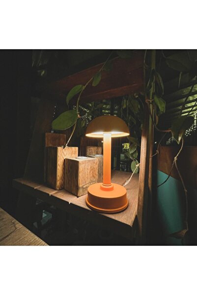 retroline Şarjlı Dekoratif Ambiyans Premium Masa Lambası - Uzay Hardal Sarısı