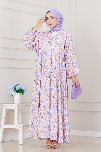 Sevitli Lily Floral Dress-Lilac