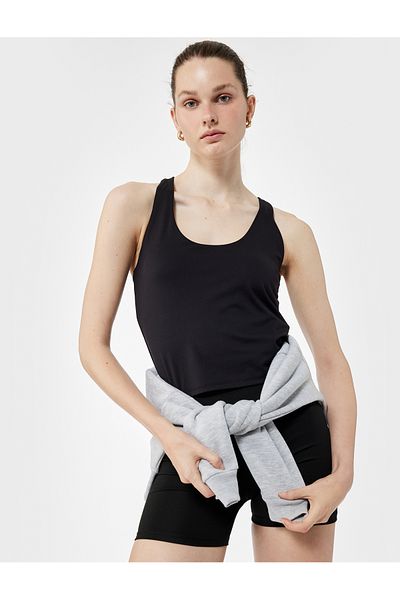Koton U Neck Sleeveless Slim Fit Interlock Sports Tank Top