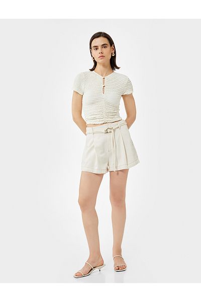 Koton X Şahika Ercümen - High Waist Belted Cotton Shorts