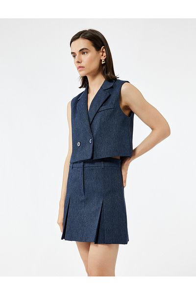 Koton Cotton A-Line Pleated Mini Skirt