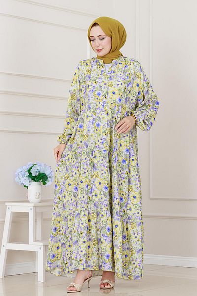 Sevitli Lily Floral Dress-Green