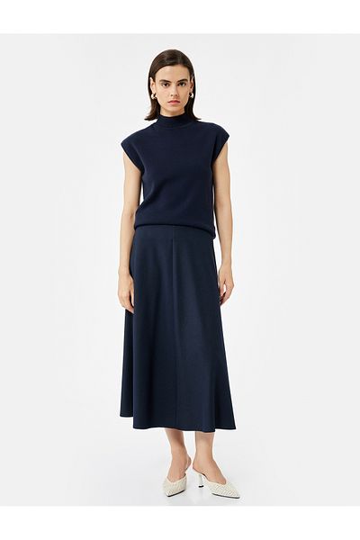 Koton Standard Waist Bell Cut Midi Flared Skirt