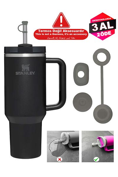 Stanley Quencher 1,18 Straw Thermos Compatible 1 Set 3 Pieces Gray Leakproof Set Accessory