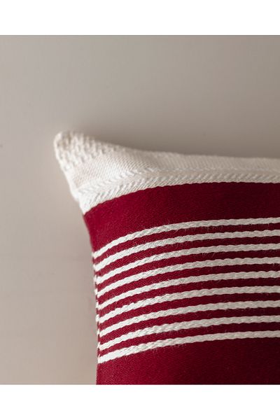 Madame Coco Virlet 100% Cotton Throw Pillow Cover - Red/Beige - 35X50 cm