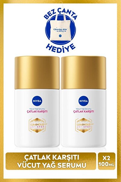 NIVEA Luminous630 Çatlak Karşıtı Vücut Yağ Serumu 100ml, Hamilelik, Çatlak Giderici, X2 Adet, Çanta Hediye