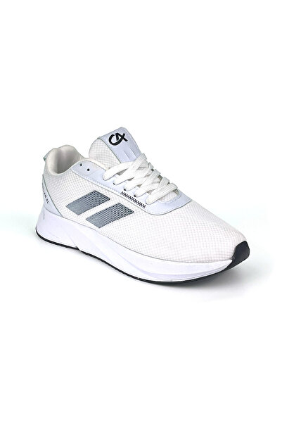 KAJILA Men's White Black Lace-Up Breathable Flexible Lightweight Casual Sneaker Sports Shoes