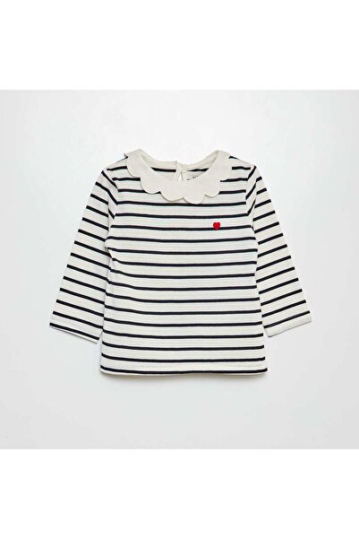 KIABI T-shirt with small ruffled collar WHITE