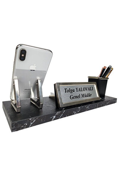 prozenis Kansas Mermer Desenli Ofis Masa Üstü Kalemlik İsimlik Notluk Seti Masa İsimliği Yeni Ofis Hediyesi
