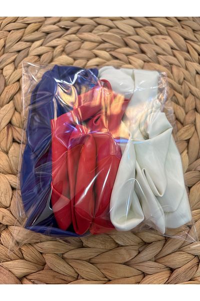 Deniz Party Store Pastel Red Dark Blue White Balloon Set 15 Pieces