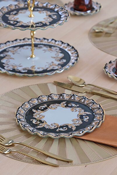 Glore Ragusa Gold Gilded Plate Set for 6 People