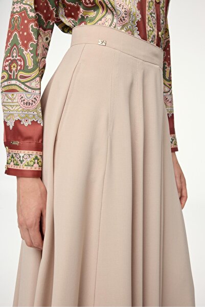 Zühre A-Line Beige Skirt Etk-0144