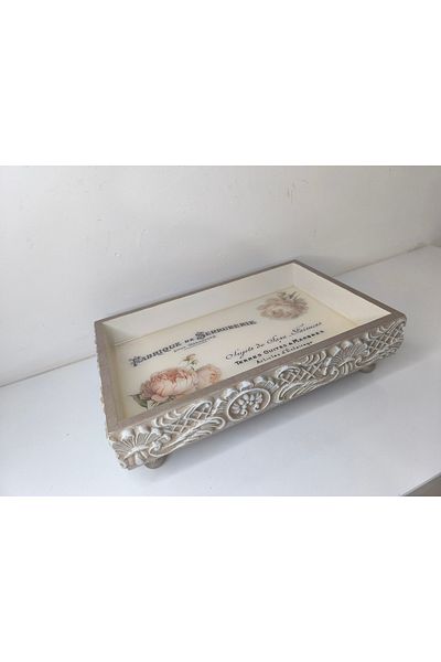 IremTasarimAtolyesi Presentation Tray Footed Serving Tray Hand Painting Epoxy