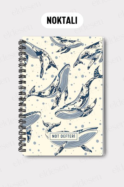 Eldesen Tasarım A5 Spiral Dotted School Notebook, 50 Sheets 100 Pages, Cardboard Cover Notepad