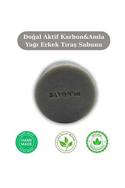 SAVON'ist Doğal Aktif Karbon & Amla Yağlı Erkek Tıraş Sabunu Saç ve Sakal Güçlendiren Bakım