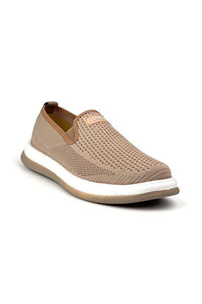 KAJILA Men's Beige Very Light Knitwear Laceless Flexible Lightweight Daily Casual Sneaker Sports Shoes