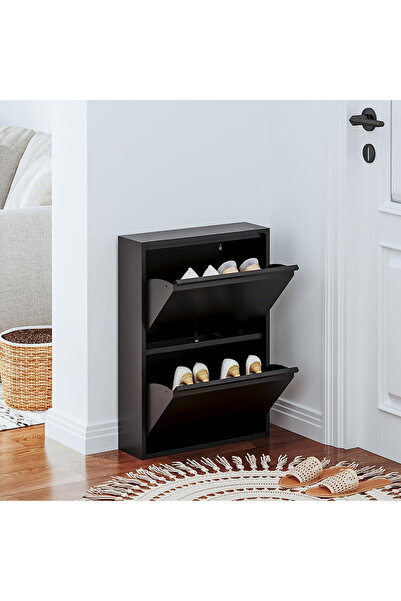 Evessan 2'li Metal Ayakkabılık Siyah